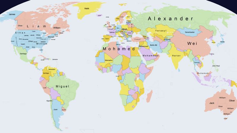 举个栗子：【奇思妙想】世界各地哪些男性名字最常用？