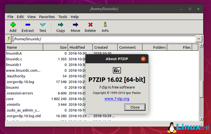 Ubuntu 18.04中通过Snap安装P7Zip Desktop